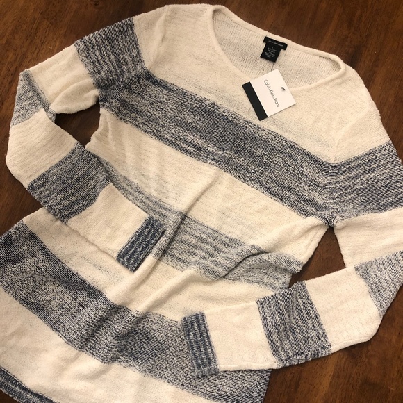 Calvin Klein Jeans Tops - Calvin Klein Jeans Striped Splitback sweater